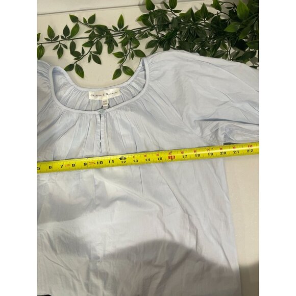 Chelsea & Theodore Light Blue Puff Sleeve Top XS 100% Cotton Made In India - Picture 12 of 12